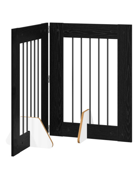 Cancello per cani con supporti 2 pcs Rovere Nero 60 x 80 cm