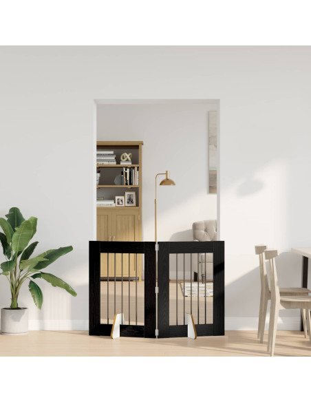 Cancello per cani con supporti 2 pcs Rovere Nero 60 x 80 cm