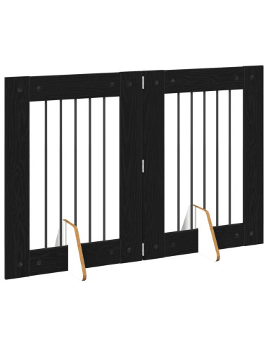 Cancello per cani con supporti 2 pcs Rovere Nero 60 x 80 cm