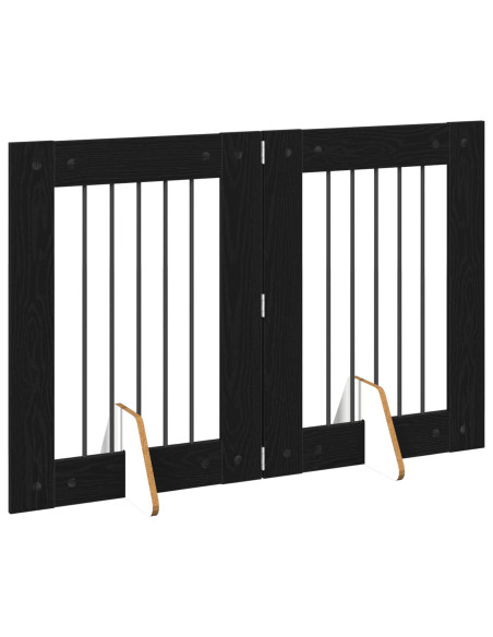 Cancello per cani con supporti 2 pcs Rovere Nero 60 x 80 cm