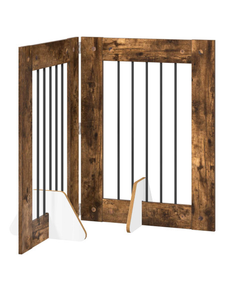 Cancello per cani con supporti 2 pcs Rovere Fumo 60 x 80 cm