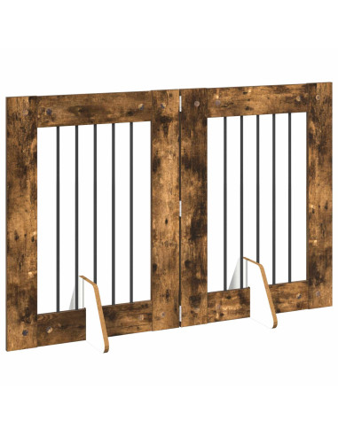 Cancello per cani con supporti 2 pcs Rovere Fumo 60 x 80 cm