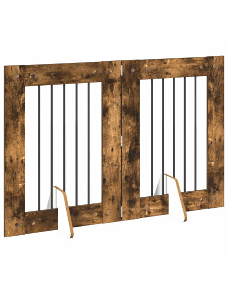 Cancello per cani con supporti 2 pcs Rovere Fumo 60 x 80 cm