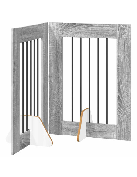 Cancello per cani con supporti 2 pcs Grigio Sonoma 60 x 80 cm