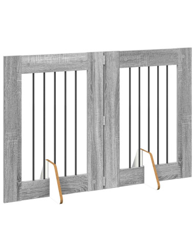 Cancello per cani con supporti 2 pcs Grigio Sonoma 60 x 80 cm