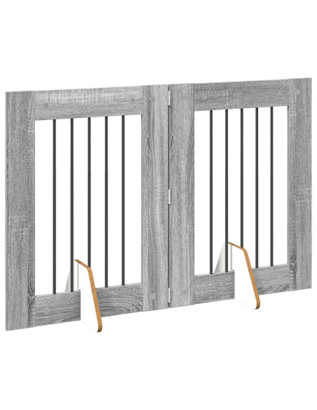 Cancello per cani con supporti 2 pcs Grigio Sonoma 60 x 80 cm