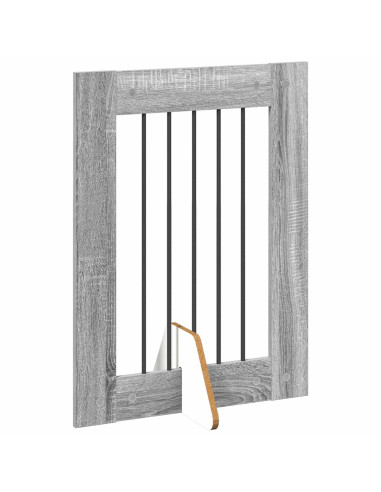 Cancello per cani con supporti 2 pcs Grigio Sonoma 60 x 80 cm