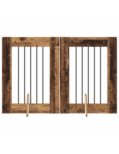 Cancello per cani con supporti 2 pcs Legno antico 60 x 80 cm