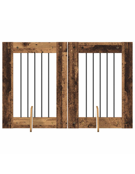 Cancello per cani con supporti 2 pcs Legno antico 60 x 80 cm