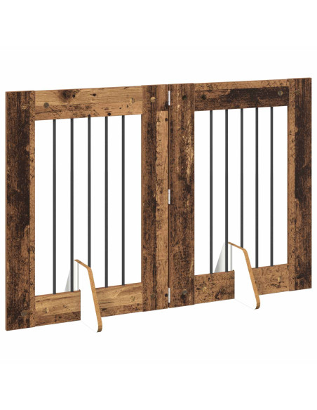 Cancello per cani con supporti 2 pcs Legno antico 60 x 80 cm