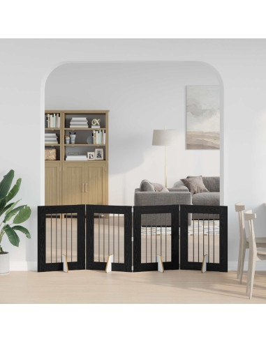 Cancello per cani con supporti 4 pcs Rovere Nero 60 x 80 cm