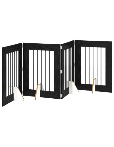 Cancello per cani con supporti 4 pcs Rovere Nero 60 x 80 cm
