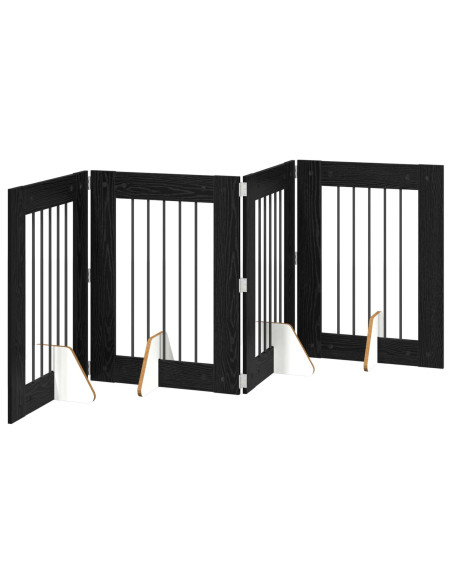 Cancello per cani con supporti 4 pcs Rovere Nero 60 x 80 cm