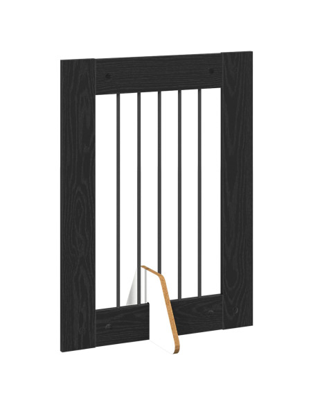 Cancello per cani con supporti 4 pcs Rovere Nero 60 x 80 cm