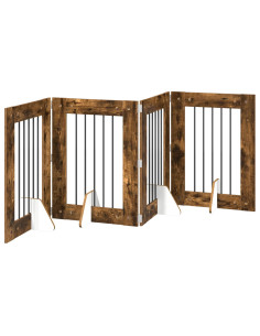 Cancello per cani con supporti 4 pcs Rovere Fumo 60 x 80 cm 2