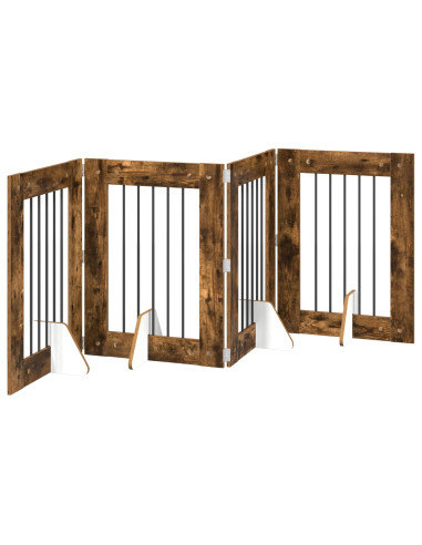 Cancello per cani con supporti 4 pcs Rovere Fumo 60 x 80 cm