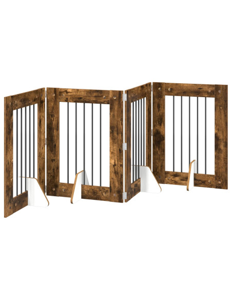 Cancello per cani con supporti 4 pcs Rovere Fumo 60 x 80 cm