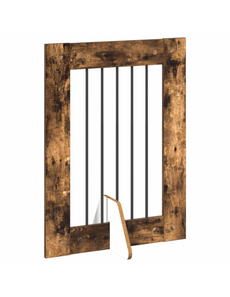 Cancello per cani con supporti 4 pcs Rovere Fumo 60 x 80 cm