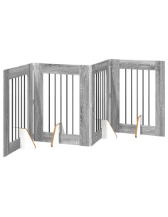 Cancello per cani con supporti 4 pcs Grigio Sonoma 60 x 80 cm 2