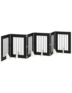 Cancello per cani con supporti 6 pcs Rovere Nero 60 x 80 cm 2