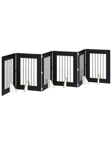 Cancello per cani con supporti 6 pcs Rovere Nero 60 x 80 cm