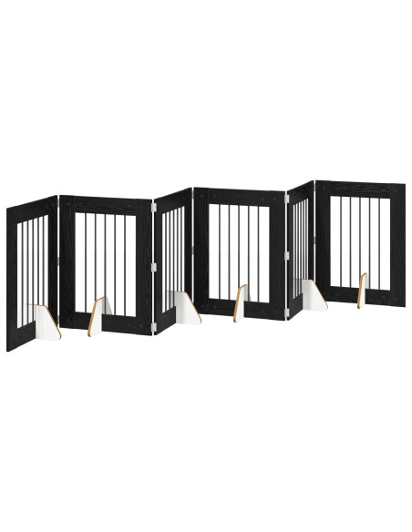 Cancello per cani con supporti 6 pcs Rovere Nero 60 x 80 cm