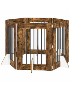 Cancello per cani con supporti 6 pcs Rovere Fumo 60 x 80 cm 2