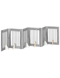 Cancello per cani con supporti 6 pcs Grigio Sonoma 60 x 80 cm 2