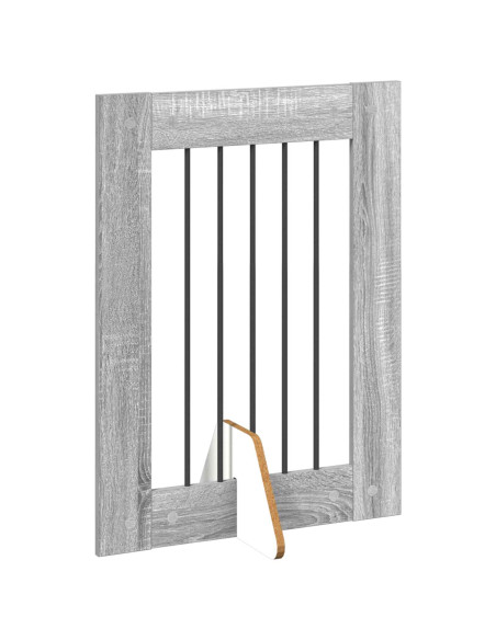 Cancello per cani con supporti 6 pcs Grigio Sonoma 60 x 80 cm