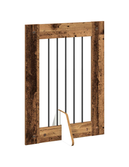 Cancello per cani con supporti 6 pcs Legno antico 60 x 80 cm