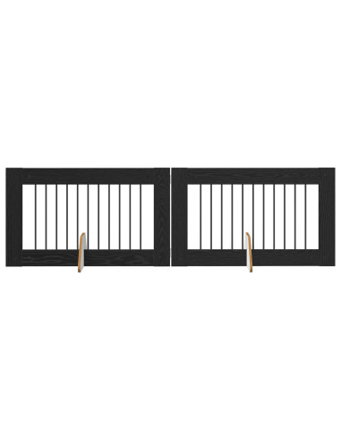 Cancello per cani con supporti 2 pcs Rovere Nero 100 x 60 cm