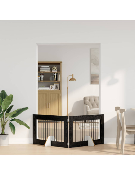 Cancello per cani con supporti 2 pcs Rovere Nero 100 x 60 cm