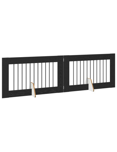 Cancello per cani con supporti 2 pcs Rovere Nero 100 x 60 cm