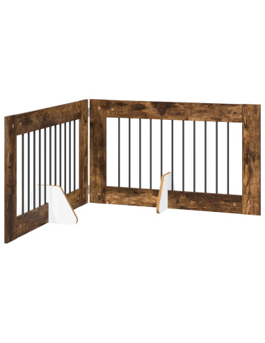 Cancello per cani con supporti 2 pcs Rovere Fumo 100 x 60 cm