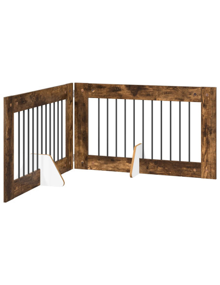 Cancello per cani con supporti 2 pcs Rovere Fumo 100 x 60 cm