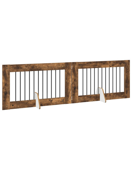 Cancello per cani con supporti 2 pcs Rovere Fumo 100 x 60 cm