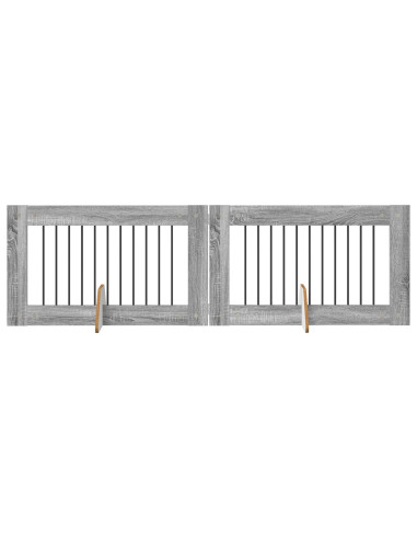 Cancello per cani con supporti 2 pcs Grigio Sonoma 100 x 60 cm