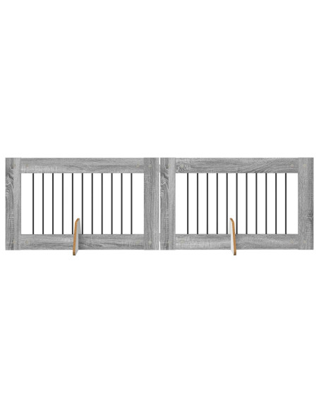 Cancello per cani con supporti 2 pcs Grigio Sonoma 100 x 60 cm