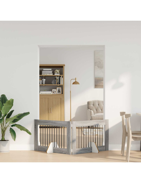 Cancello per cani con supporti 2 pcs Grigio Sonoma 100 x 60 cm