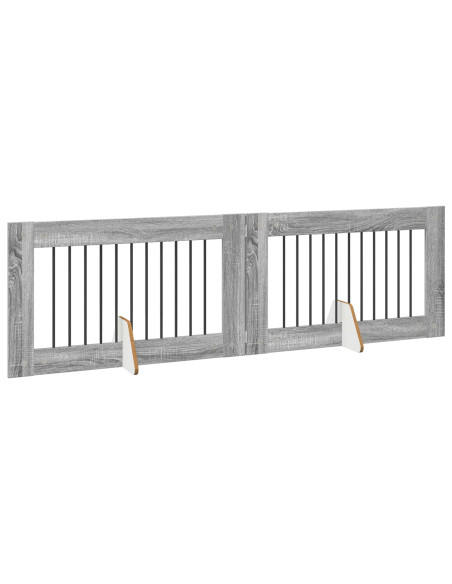 Cancello per cani con supporti 2 pcs Grigio Sonoma 100 x 60 cm