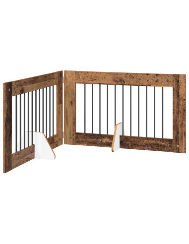 Cancello per cani con supporti 2 pcs Legno antico 100 x 60 cm