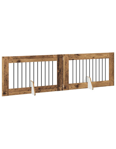 Cancello per cani con supporti 2 pcs Legno antico 100 x 60 cm