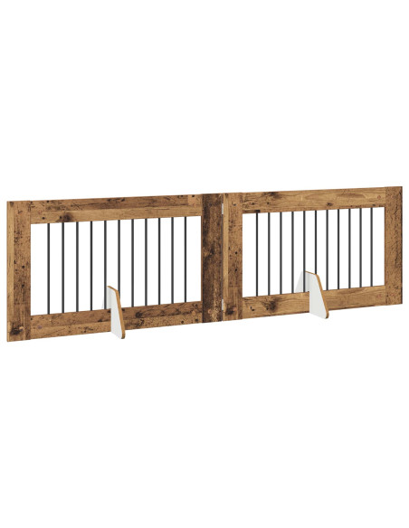 Cancello per cani con supporti 2 pcs Legno antico 100 x 60 cm