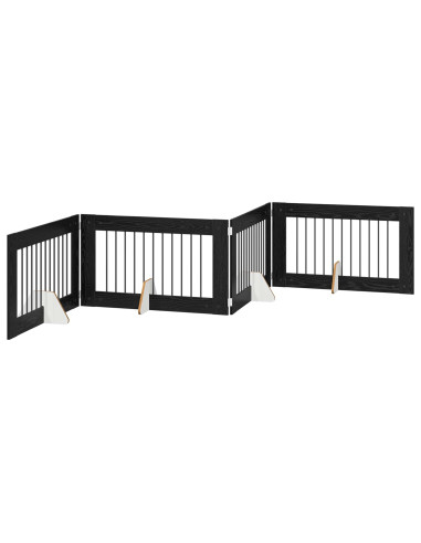 Cancello per cani con supporti 4 pcs Rovere Nero 100 x 60 cm