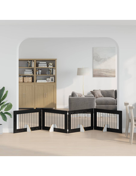 Cancello per cani con supporti 4 pcs Rovere Nero 100 x 60 cm