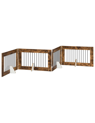 Cancello per cani con supporti 4 pcs Rovere Fumo 100 x 60 cm