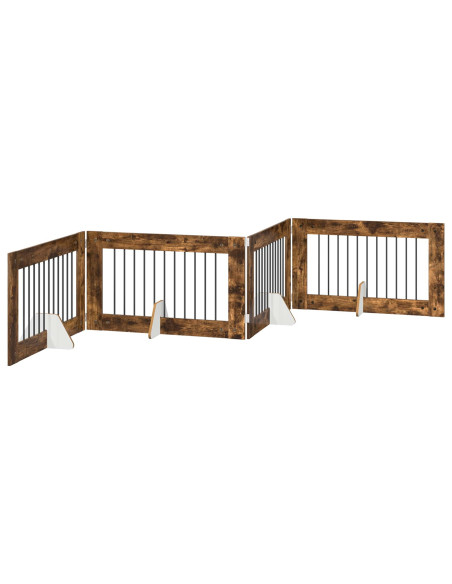 Cancello per cani con supporti 4 pcs Rovere Fumo 100 x 60 cm