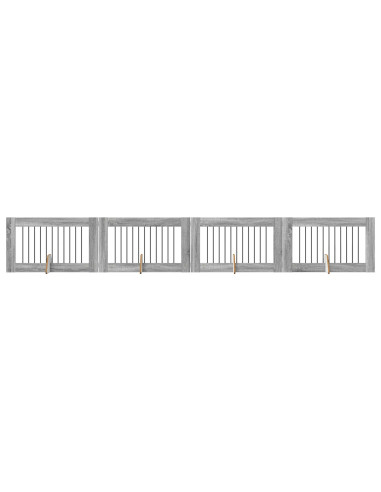 Cancello per cani con supporti 4 pcs Grigio Sonoma 100 x 60 cm