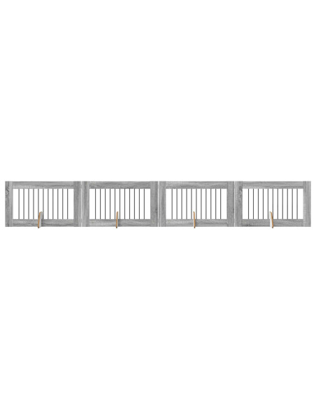 Cancello per cani con supporti 4 pcs Grigio Sonoma 100 x 60 cm