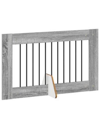 Cancello per cani con supporti 4 pcs Grigio Sonoma 100 x 60 cm